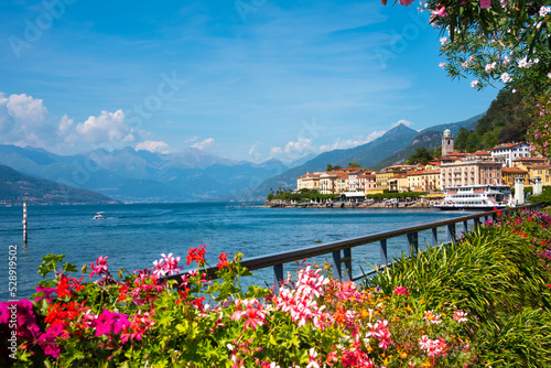 Beautiful view to Bellagio town on lake Como, Italy in summer, famous tourism destination © Maresol