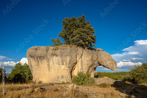 Strange rock formation known as Piedra del Yunque in the Serrania de Cuenca, Spain photo