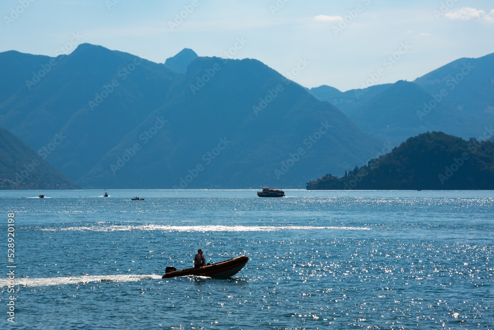 Beautiful nature of lake Como, Italy in summer, famous tourism destination Beautiful nature of lake Como, Italy in summer, famous tourism destination