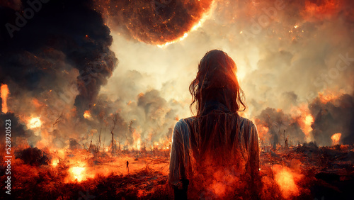 Fotografia The End of the World Apocalyptic Epic Scene Spectacular 3D Art Illustration