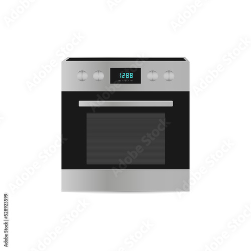 Vector 3d illustration of electric oven, home kitchen equipment for cook food.