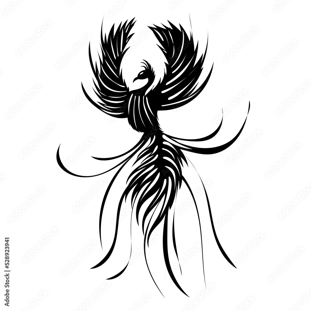 silhouette fire bird phoenix isolated, vector silhouette fire bird phoenix isolated, vector