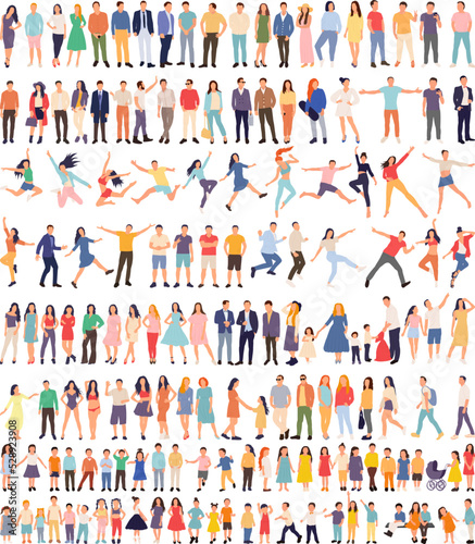 collection of people and children in flat style isolated  vector