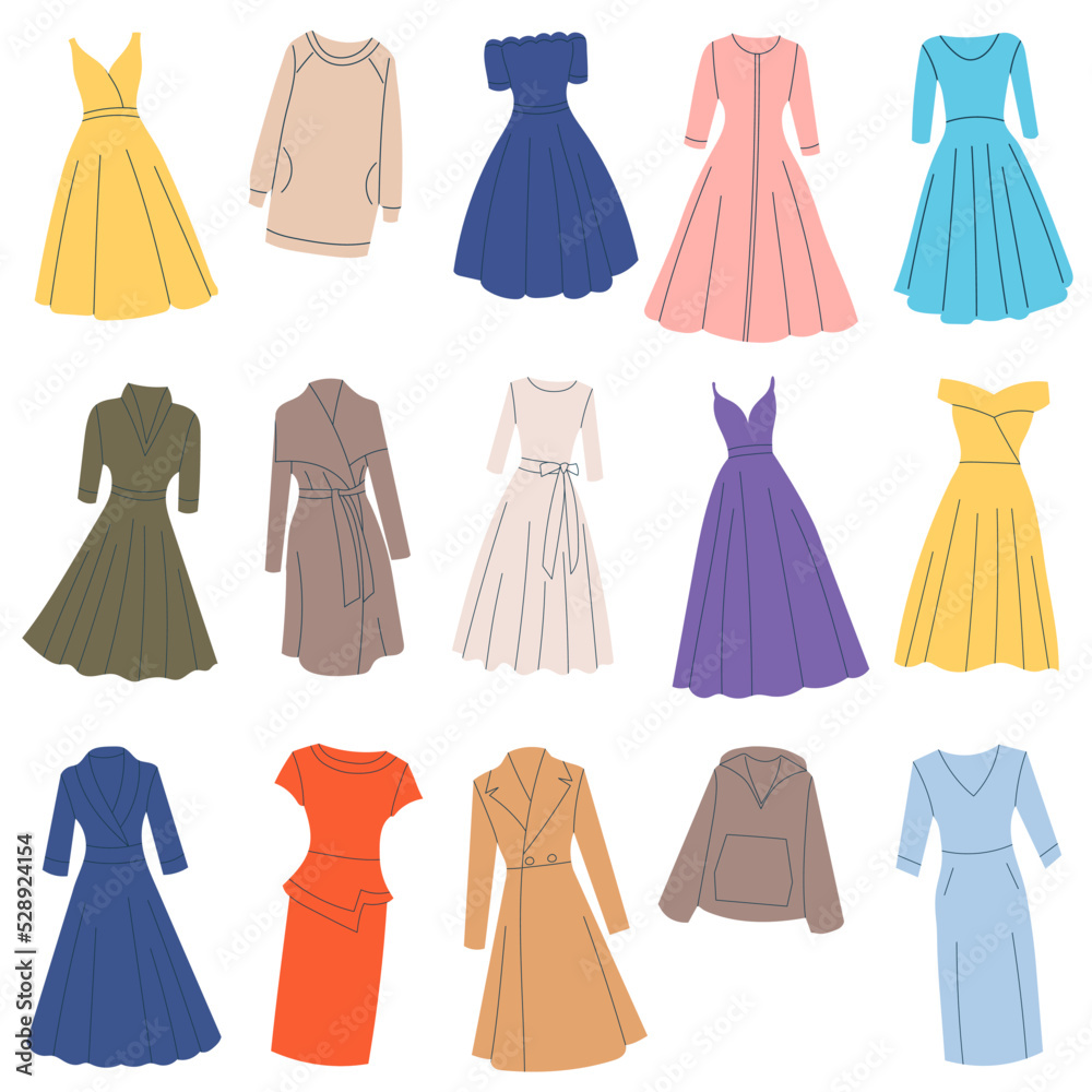 clothes fashionable set doodle icons clothes fashionable set doodle icons