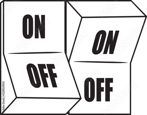 On Off switch in doodle style, vector illustration