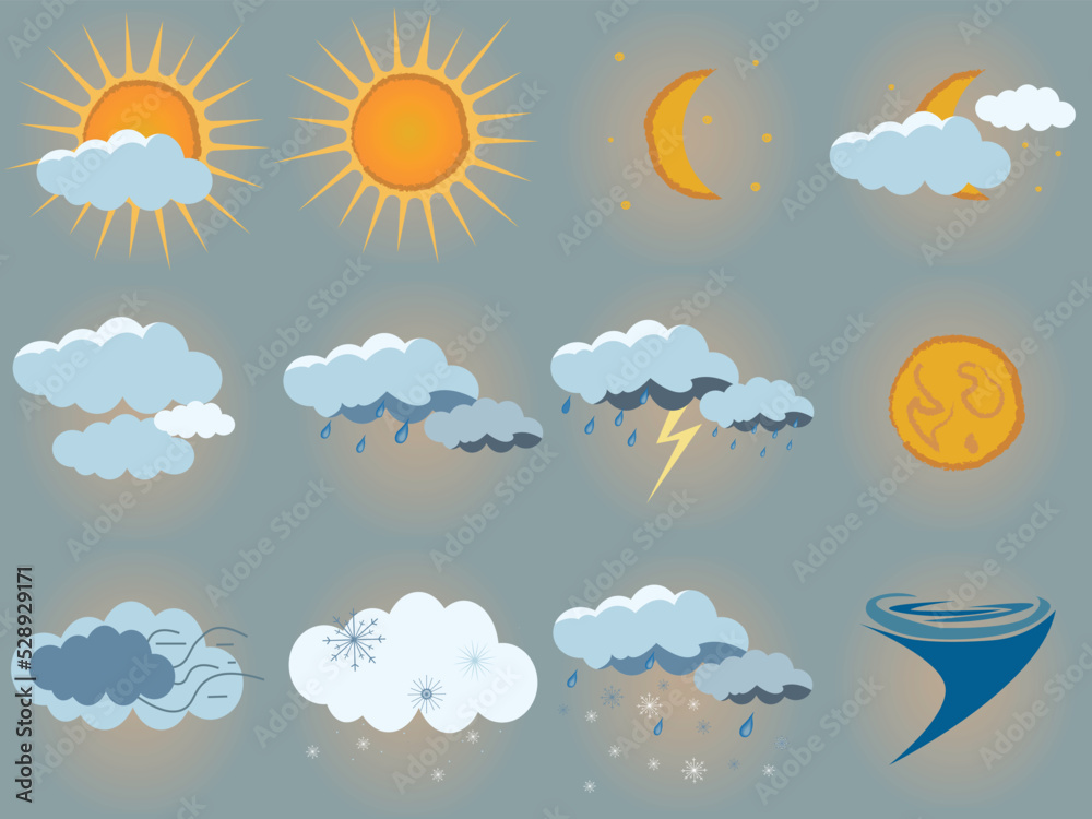 different weather seasons vector icons