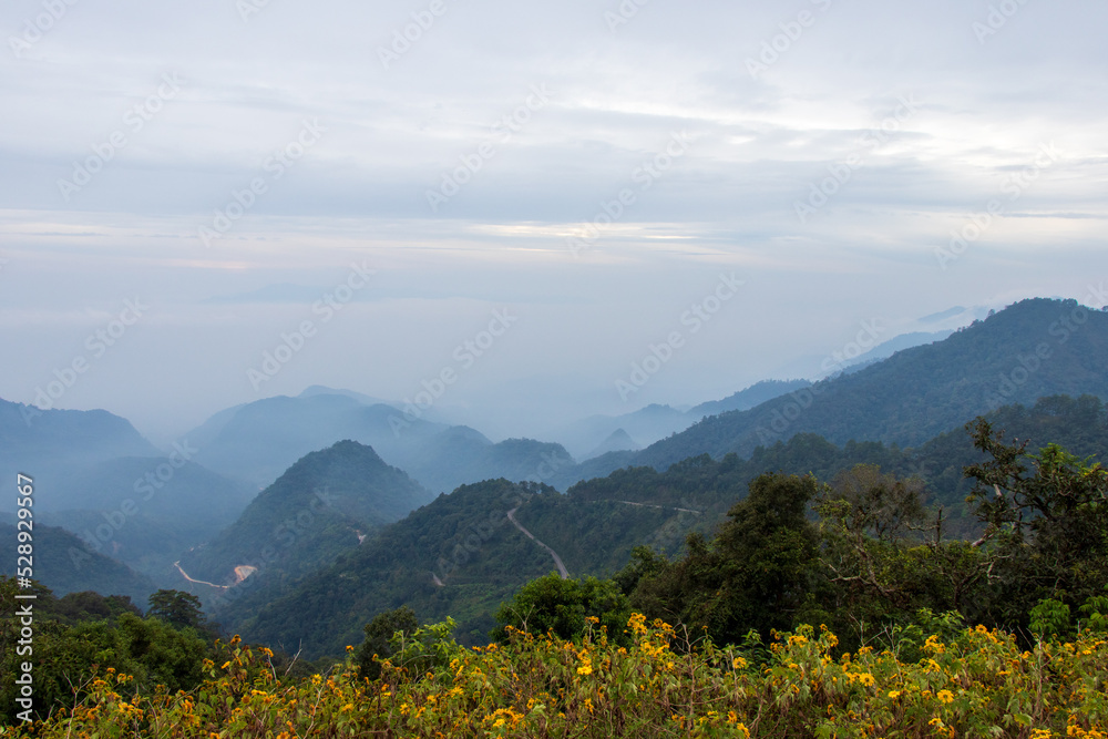 High mountain view from Doi Ang Khang Chiang Mai Province, Thailand