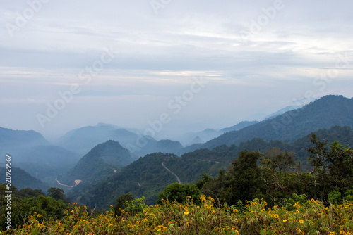 High mountain view from Doi Ang Khang Chiang Mai Province, Thailand