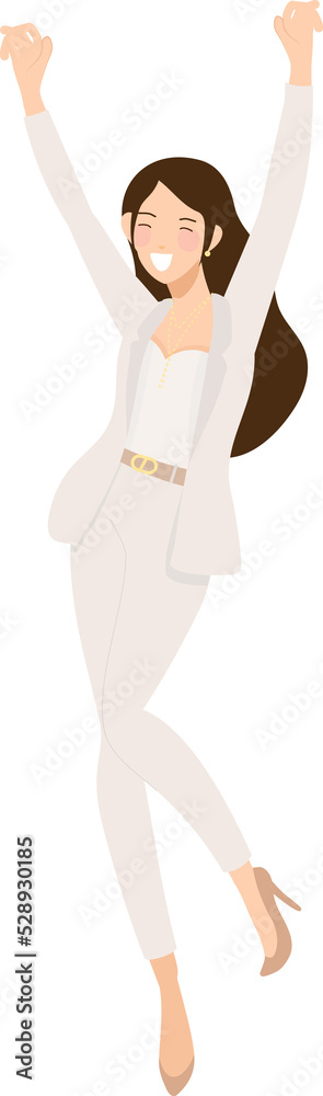 success happy business woman in white suitpants