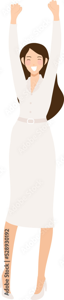 success happy business woman in white suitpants