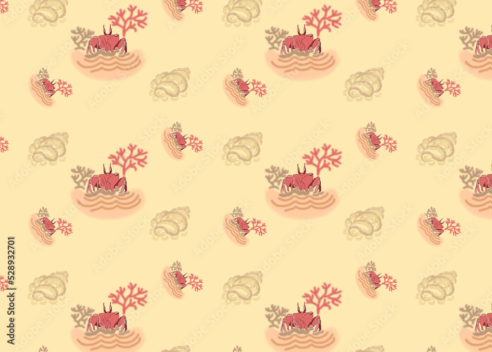Crab coral seamless pattern Crab coral seamless pattern