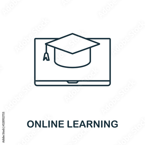 Online Learning icon. Simple element from new normality collection. Filled monochrome Online Learning icon for templates, infographics and banners
