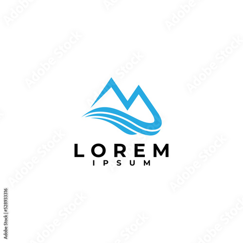 mountain and sea logo vector design illustration