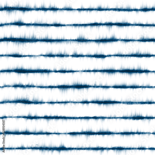 Bild auf Leinwand Indigo Shibori Tie Dye Seamless Repeat Pattern Ethnic Navy Ink Stripes