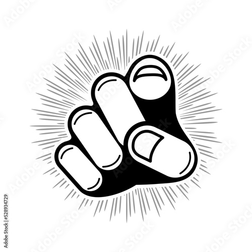 Finger pointing at you. Vector icon on transparent background