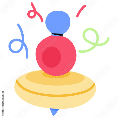 Trendy flat sticker of spinning top 