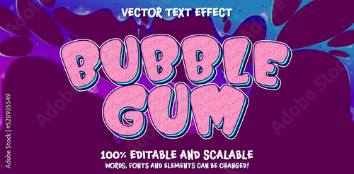 Editable vector text effect - Bubble Gum style letters
