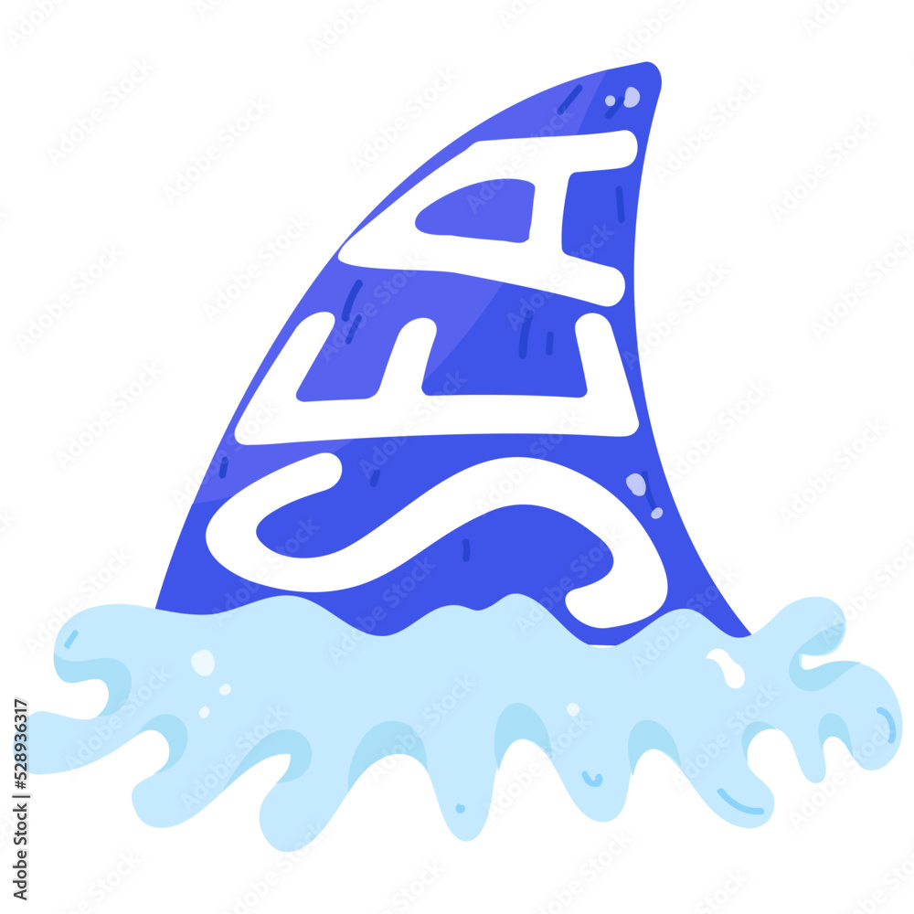 Modern flat icon sticker of shark fin Modern flat icon sticker of shark fin