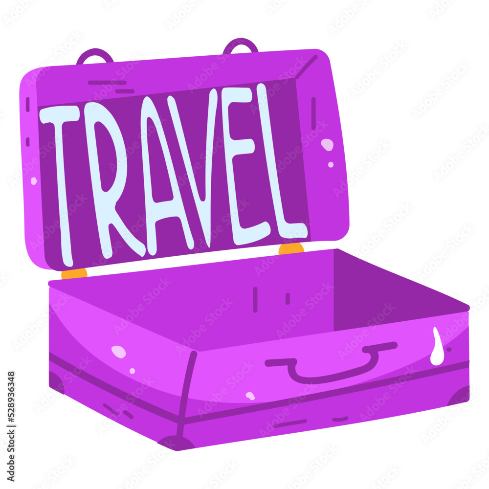 A colourful flat sticker of travel bag A colourful flat sticker of travel bag