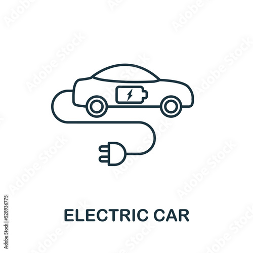 Electric Car icon. Simple element from technology collection. Line Electric Car icon for templates  infographics and banners
