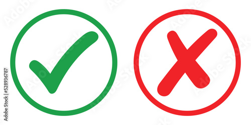 green tick and red cross mark