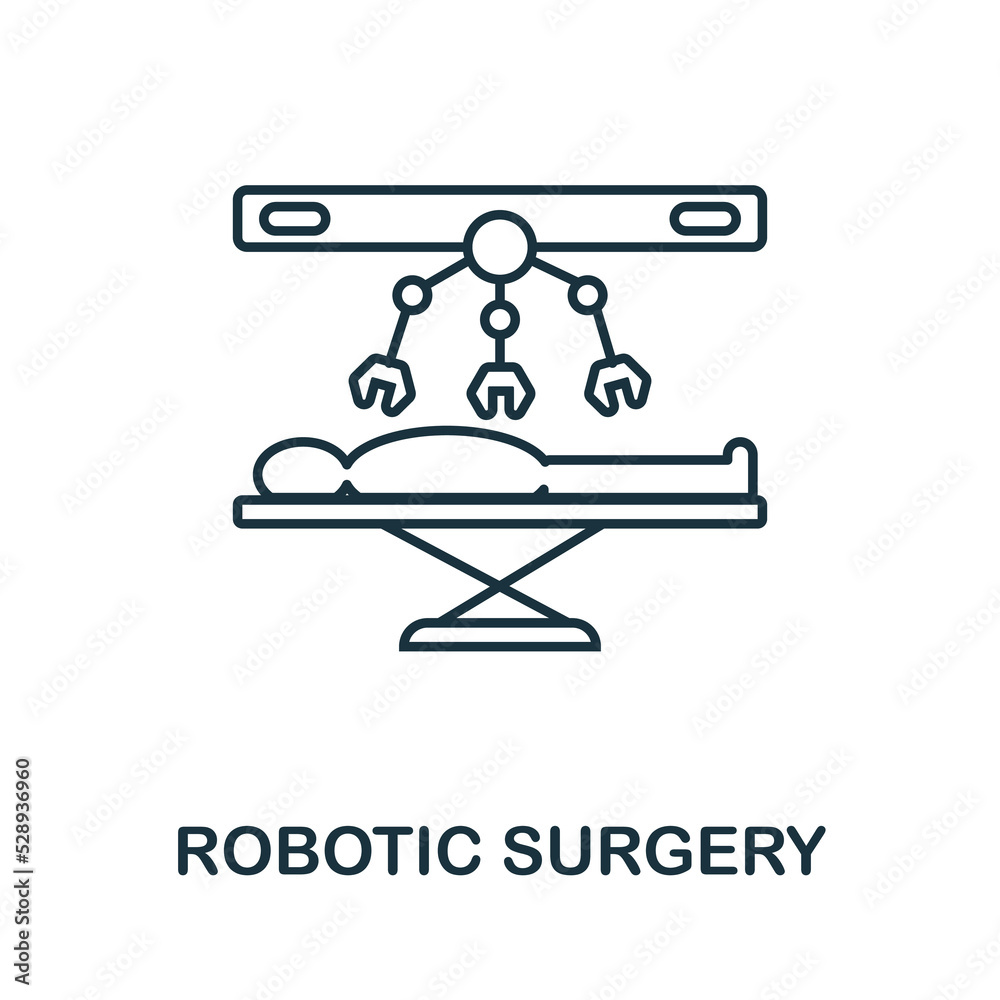 Robotic Surgery icon. Simple element from technology collection. Line Robotic Surgery icon for templates, infographics and banners Robotic Surgery icon. Simple element from technology collection. Line Robotic Surgery icon for templates, infographics and banners