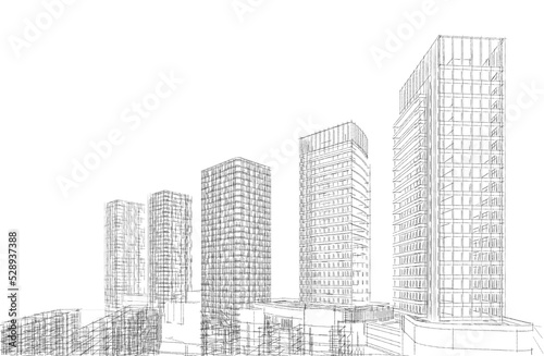 Modern architecture 3d sketch