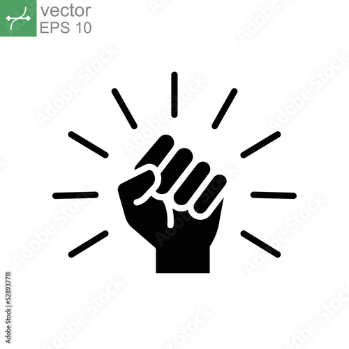 will icon. Hand closed power, clenched fist. fighting for rights, freedom. Raised fist symbol of victory, strength and solidarity Vector illustration design on white background. EPS 10 