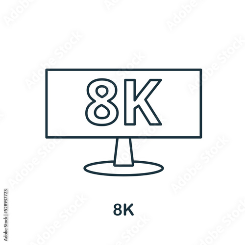 8K icon. Simple element from technology collection. Line 8K icon for templates, infographics and banners © Anton Shaparenko