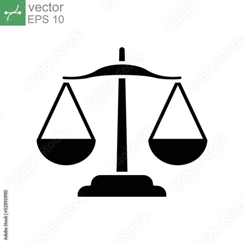 Balance lawyer icon. Law firm logo scale. Equilibrium Scale Balance, Justice symbol for web site or mobile app. Solid style. vector illustration. design on white background. EPS 10