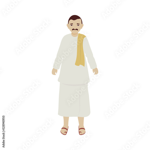 Indian Man Wearing Traditional Costume In Standing Pose.