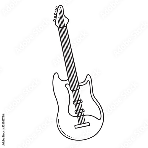 Hand drawn Electric guitar doodle. Musical instrument in sketch style. Vector illustration isolated on white background