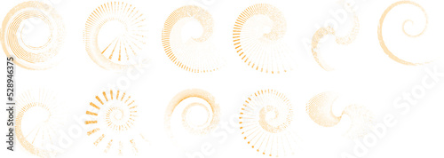 Grunge lines in Circle Form . Spiral Vector Illustration .Textured round Logo . Design element . Abstract Geometric circular shapes .Rotating grunge radial line. Concentric circles