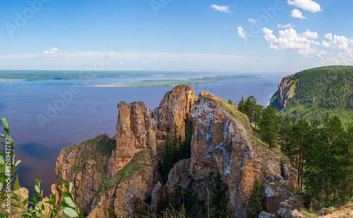 The Lena River from the top of the Lena Pillars photo