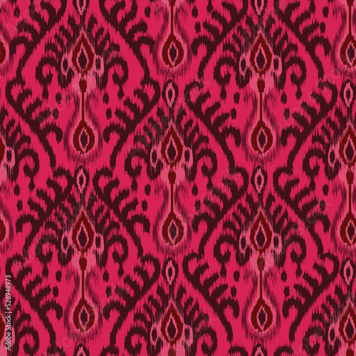 Beautiful ikat pattern for creating fashion clothes and for using in decoring home interior. Uzbekistan culture. Digital textile patterns. 