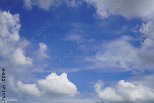 cloudy sky after rain white and blue color on the day in rainy season tropical zone