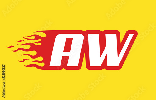 AW or A W fire logo vector design template. Speed flame icon letter for your project, company or application.