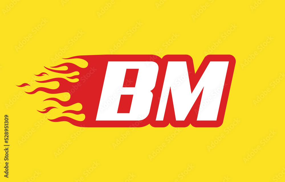 BM or B M fire logo vector design template. Speed flame icon letter for your project, company or application. BM or B M fire logo vector design template. Speed flame icon letter for your project, company or application.