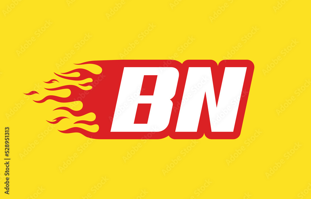 BN or B N fire logo vector design template. Speed flame icon letter for your project, company or application. BN or B N fire logo vector design template. Speed flame icon letter for your project, company or application.