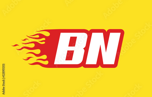 BN or B N fire logo vector design template. Speed flame icon letter for your project, company or application.