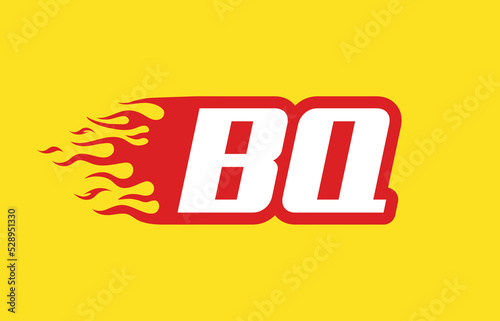 BQ or B Q fire logo vector design template. Speed flame icon letter for your project, company or application.