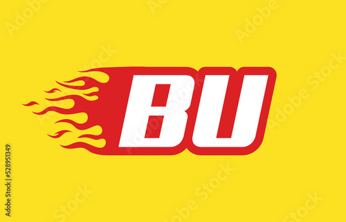 BU or B U fire logo vector design template. Speed flame icon letter for your project, company or application.