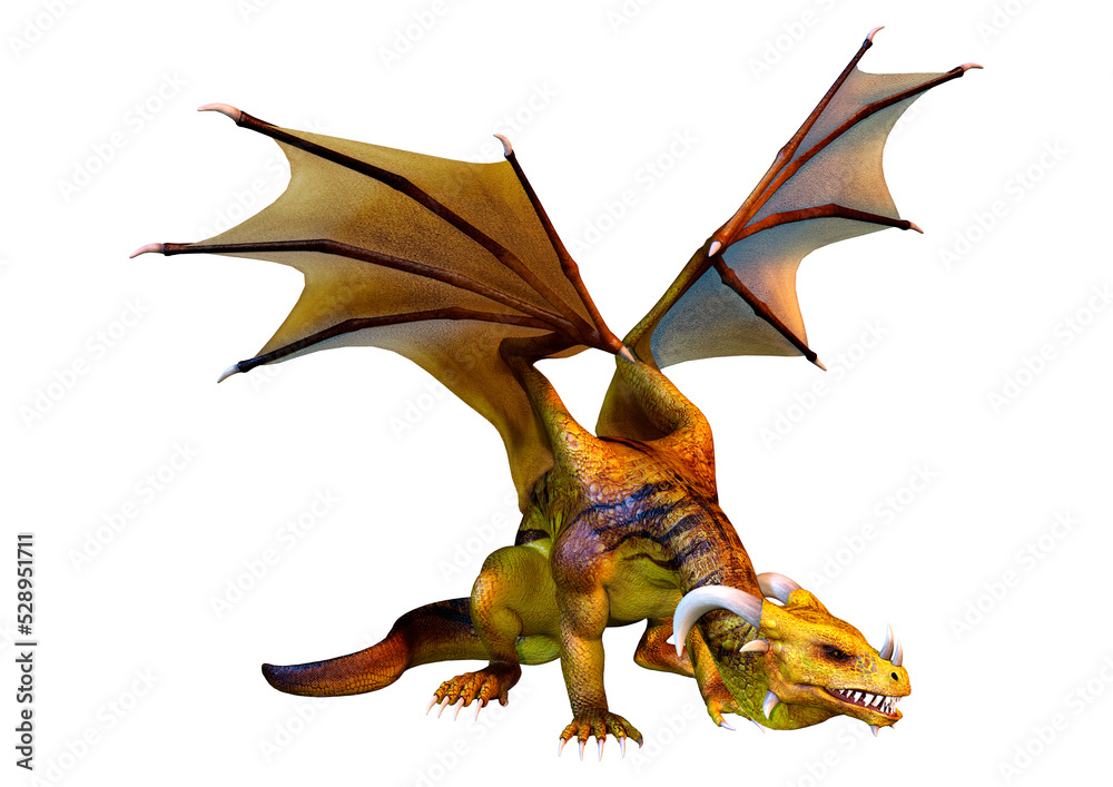 Fototapeta premium 3D Rendering Fairy Tale Dragon on White