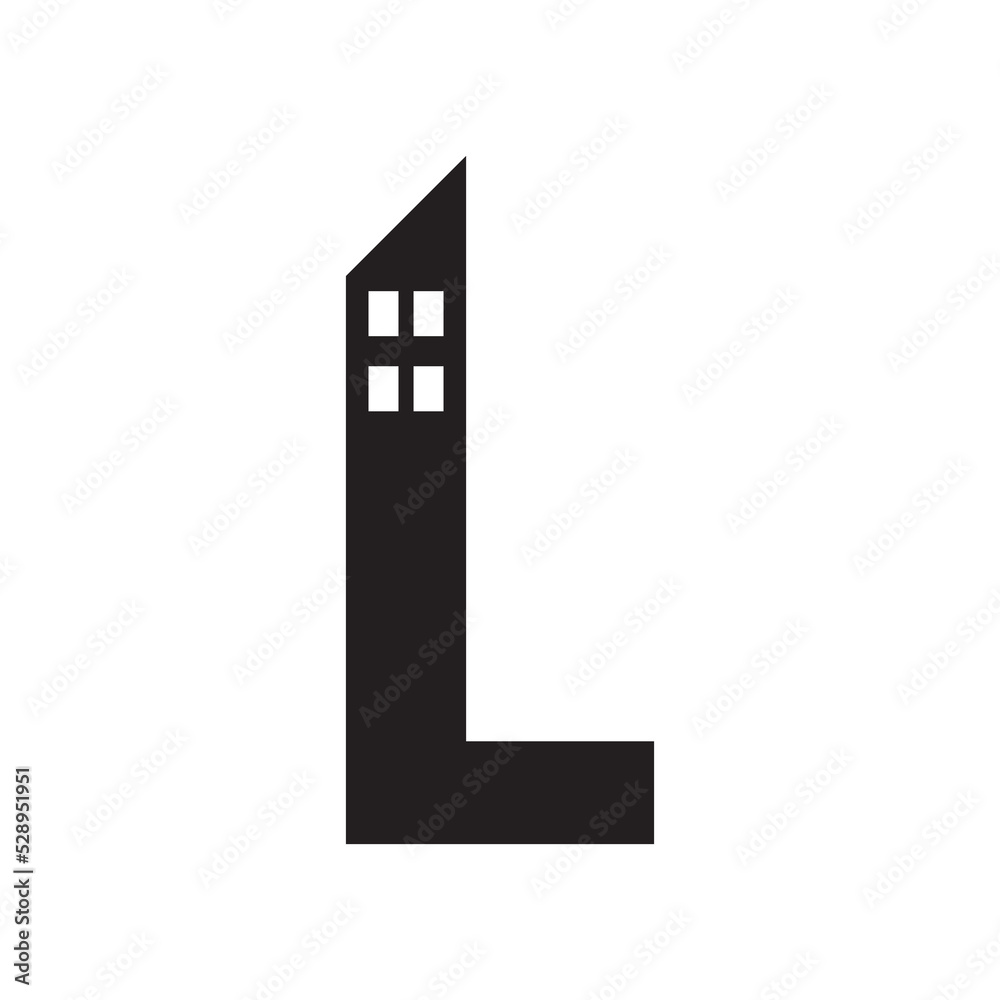 building L icon logo design vector isolated on white background. building L icon logo design vector isolated on white background.