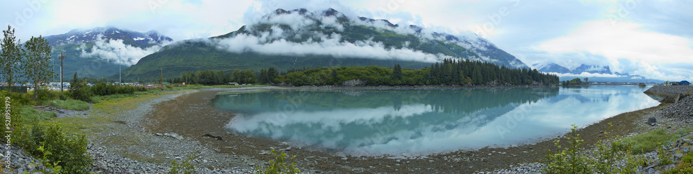 Landscape at the Harbor Cove in Valdez in Alaska, United States,North America
