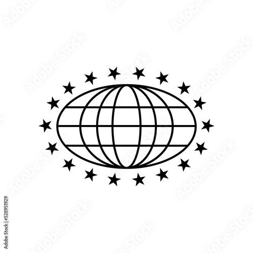 oval globe with star icon logo design vector illustration.