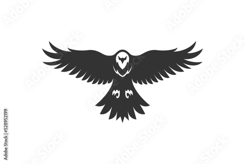 silhouette vector American eagle in flight logo design. Vector illustration © Agung