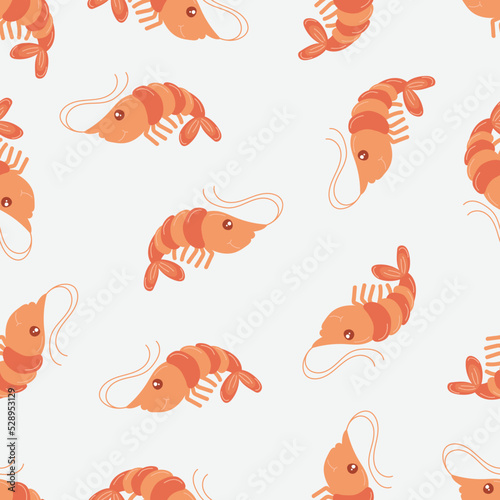 Cute little shrimp doodle cartoon pattern