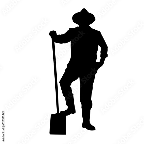 Farmer Using Shovel Silhouette