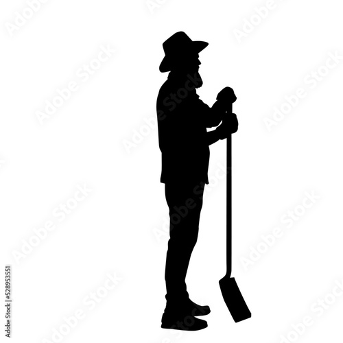 Farmer Using Shovel Silhouette